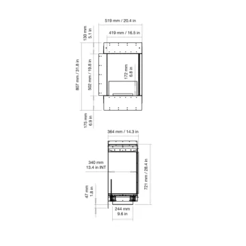 Flex 18RC Right Corner Fireplace