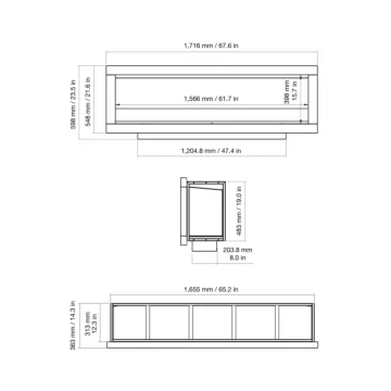 Frame 1500SS Single Sided Fireplace Drawings