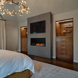 Bedroom in Bedford. Sleep tight with the updated fireplace and