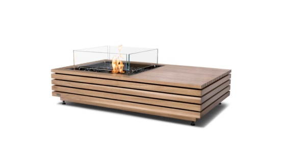 Manhattan 50 Fire Pit - Ethanol - Black / Teak / *Optional fire screen / Teak colours may vary by EcoSmart Fire