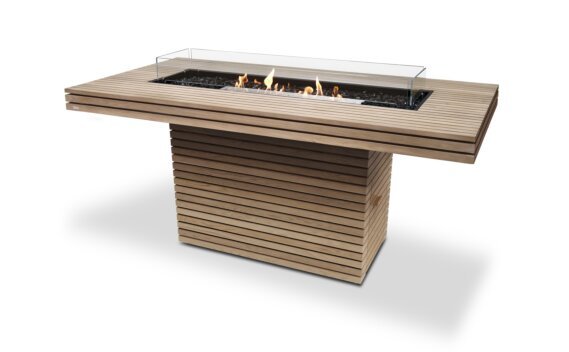 Gin 90 (Bar) Fire Pit - Ethanol / Teak / *Optional fire screen / Teak colours may vary by EcoSmart Fire
