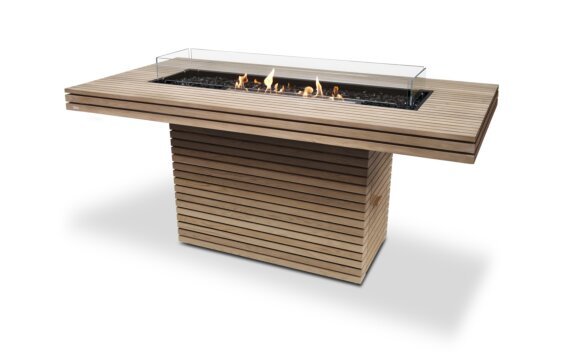 Gin 90 (Bar) Fire Pit - Ethanol - Black / Teak / *Optional fire screen / Teak colours may vary by EcoSmart Fire